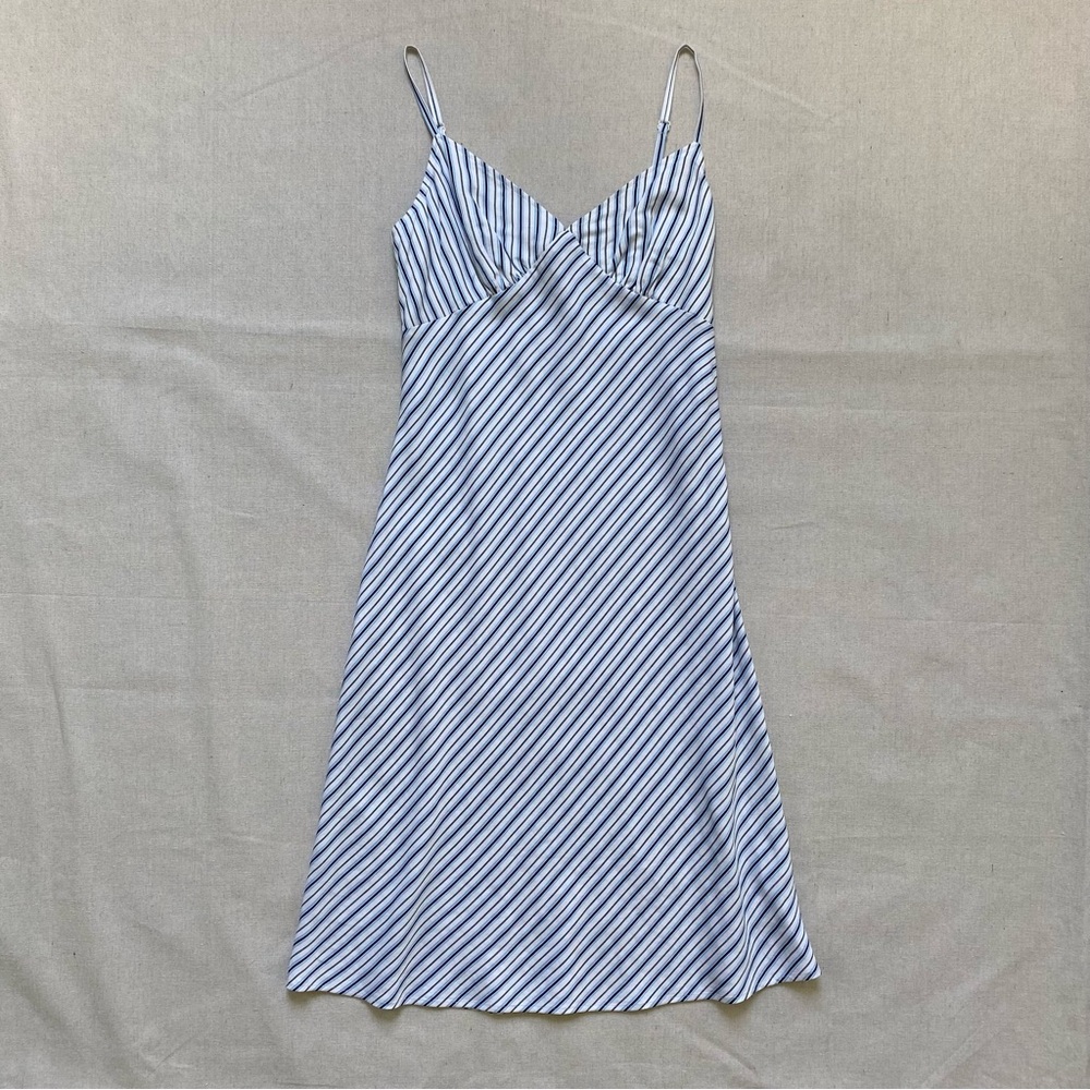Michael Kors Striped Slip Midi Dress Adjustable Spaghetti Straps - Picture 3 of 15